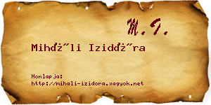 Miháli Izidóra névjegykártya